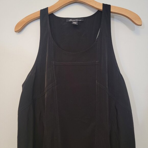 KENNETH COLE New York Ladies Sz Smal‎ Black Sleeveless Maxi-Dress Assymetric EUC - Picture 2 of 8